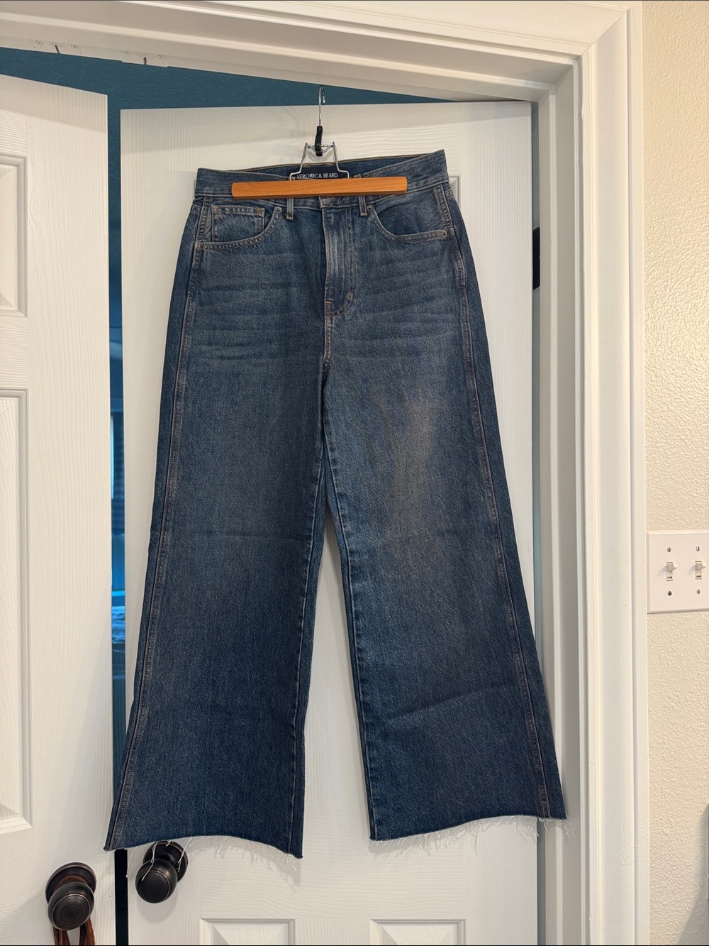 Veronica Beard Dark Blue Wide-Leg Jeans